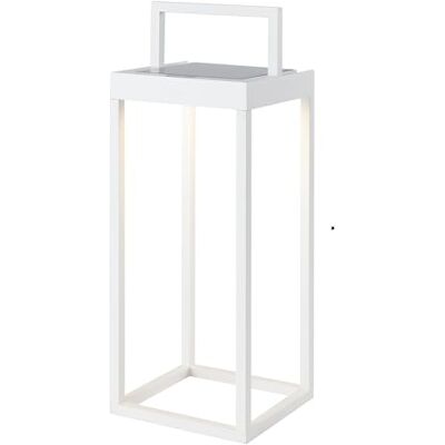 Lumisky H 34 cm Lanterna solare bianca chic in alluminio da piantare a terra con interruttore LED bianco caldo Lumisky H 34 cm Lanterna solare bianca chic in alluminio da piantare a terra con interruttore LED bianco caldo