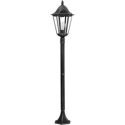 Eglo Navedo lampada a piantana per esterni, lampada per esterni a 1 luce, lampada da terra in fusione di alluminio e vetro, nero con patina argento, attacco E27, 120 cm, IP44 Eglo Navedo lampada a piantana per esterni, lampada per esterni a 1 luce, lampada da terra in fusione di alluminio e vetro, nero con patina argento, attacco E27, 120 cm, IP44