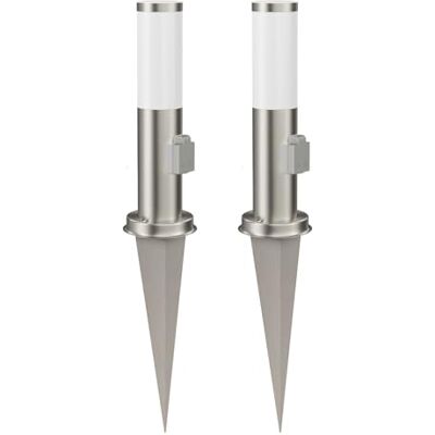 ledscom.de 2x PORU luce di dissuasione con picchetto a terra per esterni, acciaio inox, rotondo, 38,5 cm, presa, incl. lampada E27, 471lm, bianco extra-caldo ledscom.de 2x PORU luce di dissuasione con picchetto a terra per esterni, acciaio inox, rotondo, 38,5 cm, presa, incl. lampada E27, 471lm, bianco extra-caldo