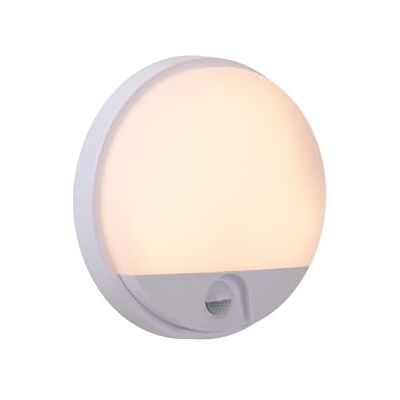 LUCIDE HUPS IR Lampada da parete per interni/esterni, diametro 21 cm, LED, 1 x 10 W, 3000 K, IP54, sensore di movimento e giorno/notte, bianco LUCIDE HUPS IR Lampada da parete per interni/esterni, diametro 21 cm, LED, 1 x 10 W, 3000 K, IP54, sensore di movimento e giorno/notte, bianco