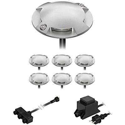 ledscom.de Lampada da terra a LED Bunda, 4 luci, per esterni, passabile, bianco caldo, set di 7 ledscom.de Lampada da terra a LED Bunda, 4 luci, per esterni, passabile, bianco caldo, set di 7