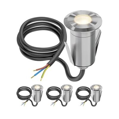 ledscom.de 4 luci da incasso a LED GLOX per esterni, IP67, alluminio, rotonde, Ø 35 mm, bianco caldo, opache ledscom.de 4 luci da incasso a LED GLOX per esterni, IP67, alluminio, rotonde, Ø 35 mm, bianco caldo, opache