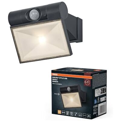 OSRAM Faretto/proiettore grigio scuro, 120 lm, 1,6 W, IP44, bianco caldo, 3000 K, angolo del fascio di 110°, sensore di luce, durata di servizio 25.000 h OSRAM Faretto/proiettore grigio scuro, 120 lm, 1,6 W, IP44, bianco caldo, 3000 K, angolo del fascio di 110°, sensore di luce, durata di servizio 25.000 h