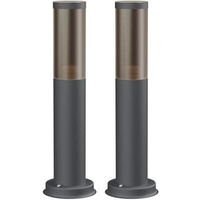 ledscom.de 2 lampade da vialetto/lampioni da giardino/lampade da esterno PORU, effetto fumé, IP44, 39 cm, antracite, 1x E27 max. 40W ledscom.de 2 lampade da vialetto/lampioni da giardino/lampade da esterno PORU, effetto fumé, IP44, 39 cm, antracite, 1x E27 max. 40W