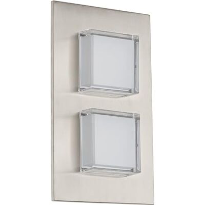 Eglo Lampada da parete a LED Pias per esterni, 2 luci, lampada da parete in acciaio inox, colore: argento, IP44 Eglo Lampada da parete a LED Pias per esterni, 2 luci, lampada da parete in acciaio inox, colore: argento, IP44