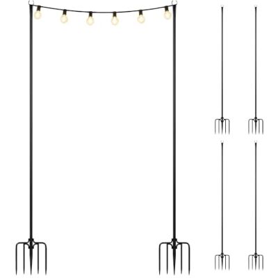 Relaxdays Set di 2 Pali per Catena Luminosa, 3 m, Giardino, Esterno, Nero 2 in 1 da terra e recinzione, ferro Relaxdays Set di 2 Pali per Catena Luminosa, 3 m, Giardino, Esterno, Nero 2 in 1 da terra e recinzione, ferro