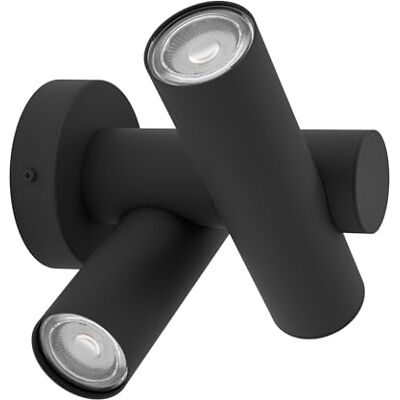 Eglo LED lampada da parete esterna Fossignano, luce decorativa con spot orientabile, alluminio nero, illuminazione calda, IP44 Eglo LED lampada da parete esterna Fossignano, luce decorativa con spot orientabile, alluminio nero, illuminazione calda, IP44