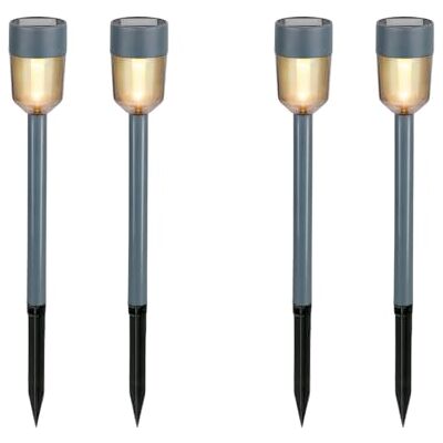 Grundig Lampada solare per esterni, 4 pezzi, luce solare da giardino, bianco caldo, illuminazione esterna solare IP44, lampada solare da giardino, con batteria ricaricabile Grundig Lampada solare per esterni, 4 pezzi, luce solare da giardino, bianco caldo, illuminazione esterna solare IP44, lampada solare da giardino, con batteria ricaricabile