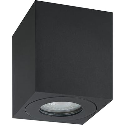 Eglo Plafoniera per esterni Torrecola, lampada per soffitto, in alluminio di colore nero, faretto da soffitto con attacco GU10, IP44, 8 x 8 cm Eglo Plafoniera per esterni Torrecola, lampada per soffitto, in alluminio di colore nero, faretto da soffitto con attacco GU10, IP44, 8 x 8 cm