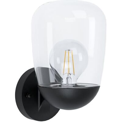 Eglo Donatori Lampada da Parete per Esterni, 1 Luce, Stile Vintage, Retrò, Attacco E27. IP44. in Alluminio, Plastica Nera e Vetro Trasparente Eglo Donatori Lampada da Parete per Esterni, 1 Luce, Stile Vintage, Retrò, Attacco E27. IP44. in Alluminio, Plastica Nera e Vetro Trasparente