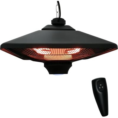 Outsunny Lampada Riscaldante per Esterni con Luce LED, 2 Livelli di Potenza 1000/2000W e Telecomando, 43x43x25cm, Nero Outsunny Lampada Riscaldante per Esterni con Luce LED, 2 Livelli di Potenza 1000/2000W e Telecomando, 43x43x25cm, Nero