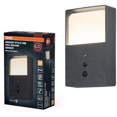 OSRAM Lampada da parete esterna grigio scuro, bianco caldo, 3000 K, IP54, sensore di luce, Alluminio, 350 lm, 5 W, LED installato in modo permanente, durata di servizio 50.000 h OSRAM Lampada da parete esterna grigio scuro, bianco caldo, 3000 K, IP54, sensore di luce, Alluminio, 350 lm, 5 W, LED installato in modo permanente, durata di servizio 50.000 h