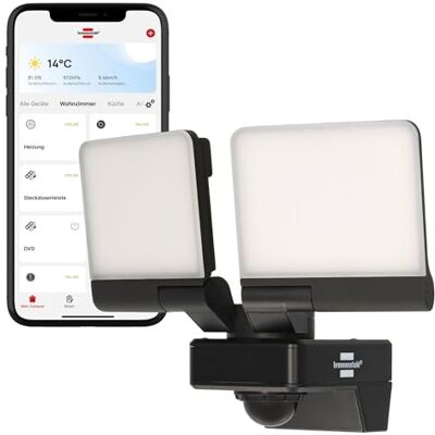 Brennenstuhl Connect WiFi Faretto LED doppio WFD 3051 P con rilevatore di movimento (36 W, 4300 lm, IP54, varie funzioni di luce regolabili tramite app, faretto da esterno per montaggio a parete) Brennenstuhl Connect WiFi Faretto LED doppio WFD 3051 P con rilevatore di movimento (36 W, 4300 lm, IP54, varie funzioni di luce regolabili tramite app, faretto da esterno per montaggio a parete)