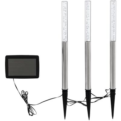 Eglo Set 3 Luci Solari da Giardino, Lampade Esterni con Picchetto, Illuminazione Percorsi, Acciaio Argento e Plastica Bianca, Decorazione Outdoor Eglo Set 3 Luci Solari da Giardino, Lampade Esterni con Picchetto, Illuminazione Percorsi, Acciaio Argento e Plastica Bianca, Decorazione Outdoor