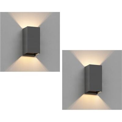 ledscom.de 2 applique CUBEL per esterni, IP65, illuminazione verso l'alto e verso il basso, antracite opaco, rettangolari, 1x G9 max. 10 W ledscom.de 2 applique CUBEL per esterni, IP65, illuminazione verso l'alto e verso il basso, antracite opaco, rettangolari, 1x G9 max. 10 W