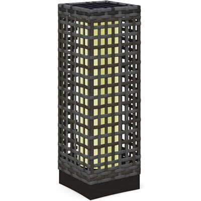 Outsunny Lampada solare in rattan con sensore di luce, ricaricabile, IP44, impermeabile, per esterni, per giardino, balcone, cortile, 15,5 x 15,5 x 46 cm, colore grigio Outsunny Lampada solare in rattan con sensore di luce, ricaricabile, IP44, impermeabile, per esterni, per giardino, balcone, cortile, 15,5 x 15,5 x 46 cm, colore grigio