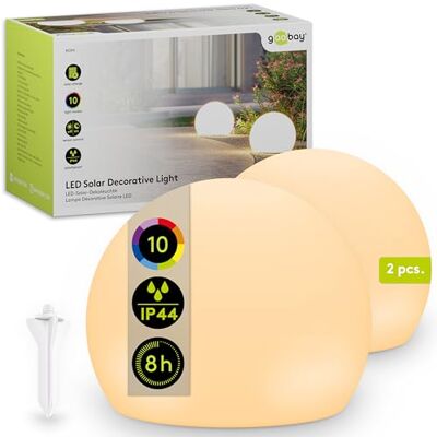 goobay Set da 2 sfere LED solari da 20 cm luminose RGB per esterni, resistenti alle intemperie Solare decorativa per terrazza, balcone, giardino 10 modalità di illuminazione e picchetto da terra goobay Set da 2 sfere LED solari da 20 cm luminose RGB per esterni, resistenti alle intemperie Solare decorativa per terrazza, balcone, giardino 10 modalità di illuminazione e picchetto da terra