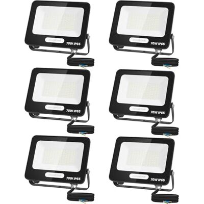 Aigostar Faretto LED da Esterno 70w 5670LM, IP65, 6500K, 6 pezzi Faretti LED Esterno Impermeabile IP65, 6500K Bianca Fredda, Faro led per Giardino, Cortile, Garage, Pareti Aigostar Faretto LED da Esterno 70w 5670LM, IP65, 6500K, 6 pezzi Faretti LED Esterno Impermeabile IP65, 6500K Bianca Fredda, Faro led per Giardino, Cortile, Garage, Pareti