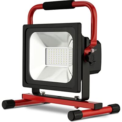 REV Lampada da lavoro a LED a batteria, 30 W, 2100 lm, IP54, colore: Rosso REV Lampada da lavoro a LED a batteria, 30 W, 2100 lm, IP54, colore: Rosso