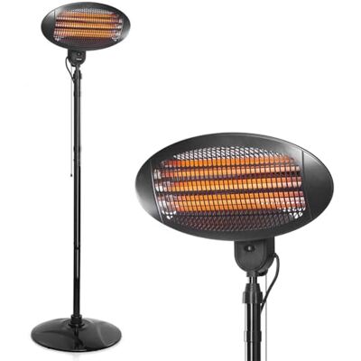 BAKAJI Stufa da Esterno al Quarzo Infrarossi per Patio Gazebo Fissaggio a Parete o Piantana da Terra Altezza 210 cm Regolabile Fungo da Esterno Termostato regolabile Potenza Massima 2000W BAKAJI Stufa da Esterno al Quarzo Infrarossi per Patio Gazebo Fissaggio a Parete o Piantana da Terra Altezza 210 cm Regolabile Fungo da Esterno Termostato regolabile Potenza Massima 2000W