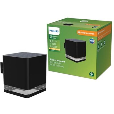 Philips Virona, Lampada solare da parete, per Esterni, 2700 K, 200 lm, Nera Philips Virona, Lampada solare da parete, per Esterni, 2700 K, 200 lm, Nera