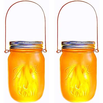 LUMI JARDIN Lotto di 2 Lanterne solari H14cm Jamy Flame Trasparente LUMI JARDIN Lotto di 2 Lanterne solari H14cm Jamy Flame Trasparente