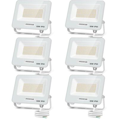 Aigostar Faretto LED da Esterno 50W, 4500LM, Faretti LED Esterno Naturale 4000K, Luce di Sicurezza Impermeabile IP65, Per Giardino, Cortile, Garage, Corridoio, Confezione da 6 Aigostar Faretto LED da Esterno 50W, 4500LM, Faretti LED Esterno Naturale 4000K, Luce di Sicurezza Impermeabile IP65, Per Giardino, Cortile, Garage, Corridoio, Confezione da 6