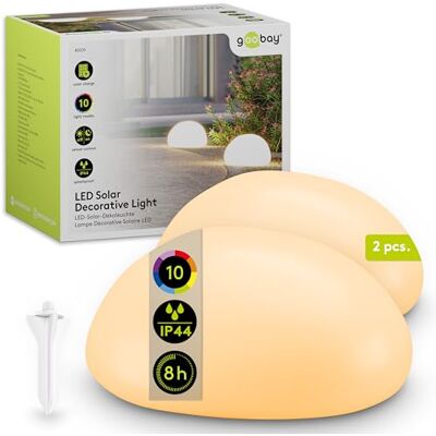 goobay Set da 2 pietre solari LED 24 cm luminose RGB per esterni, resistenti alle intemperie Solare decorativa per terrazza, balcone, giardino 10 modalità di illuminazione e picchetto da terra goobay Set da 2 pietre solari LED 24 cm luminose RGB per esterni, resistenti alle intemperie Solare decorativa per terrazza, balcone, giardino 10 modalità di illuminazione e picchetto da terra
