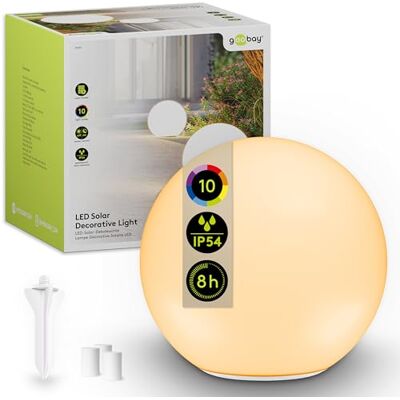 goobay Sfera solare a LED da 35 cm luminosa RGB per esterni, resisten alle intemperie Solare edecorativa per terrazza, balcone, giardino 10 modalità di illuminazione e picchetto da terra goobay Sfera solare a LED da 35 cm luminosa RGB per esterni, resisten alle intemperie Solare edecorativa per terrazza, balcone, giardino 10 modalità di illuminazione e picchetto da terra