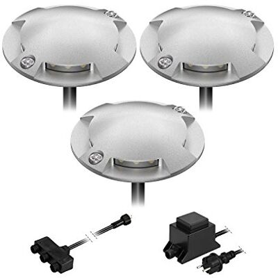 ledscom.de Lampada da pavimento a LED Bunda, a 4 fiamme, per esterni, transitabile, bianco freddo, set da 3 ledscom.de Lampada da pavimento a LED Bunda, a 4 fiamme, per esterni, transitabile, bianco freddo, set da 3
