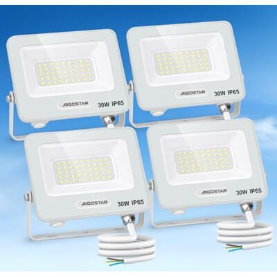 Aigostar Faretto LED da Esterno 30W, 2450LM, Faretti LED Esterno luce bianca 6500K, Luce di Sicurezza Impermeabile IP65, Per Giardino, Cortile, Garage, Corridoio, Confezione da 4 Aigostar Faretto LED da Esterno 30W, 2450LM, Faretti LED Esterno luce bianca 6500K, Luce di Sicurezza Impermeabile IP65, Per Giardino, Cortile, Garage, Corridoio, Confezione da 4