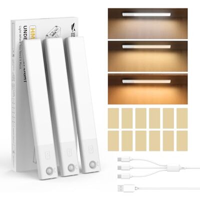 Smiling Shark Luce Armadio LED, Luce Armadio con Sensore di Movimento 1200 mAh Ricaricabile USB & 3 Temperature Colore Dimmerabile Magnetico Barra Led per Cucina Garage Scale Corridoio (3 Pack) Smiling Shark Luce Armadio LED, Luce Armadio con Sensore di Movimento 1200 mAh Ricaricabile USB & 3 Temperature Colore Dimmerabile Magnetico Barra Led per Cucina Garage Scale Corridoio (3 Pack)