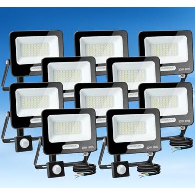 Aigostar - 30W Faretto Led da Esterno con Sensore di Movimento, Faro LED Esterno, 2750LM, Bianco Freddo 6500K, IP65 Impermeabile, Faretti per Giardino, Cortile, Patio, Garage, Confezione da 10 Aigostar - 30W Faretto Led da Esterno con Sensore di Movimento, Faro LED Esterno, 2750LM, Bianco Freddo 6500K, IP65 Impermeabile, Faretti per Giardino, Cortile, Patio, Garage, Confezione da 10