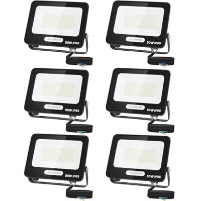 Aigostar Faretto LED da Esterno 50w 4500LM, IP65, 6500K, 6 pezzi Faretti LED Esterno Impermeabile IP65, 6500K Bianca Fredda, Faro led per Giardino, Cortile, Garage, Pareti Aigostar Faretto LED da Esterno 50w 4500LM, IP65, 6500K, 6 pezzi Faretti LED Esterno Impermeabile IP65, 6500K Bianca Fredda, Faro led per Giardino, Cortile, Garage, Pareti