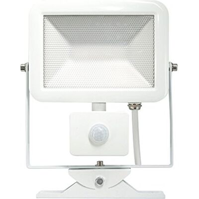 Electraline 63512 Proiettore Faretto Slim da Esterno, IP44 a LED con Sensore di Movimento, 20W, Bianco Electraline 63512 Proiettore Faretto Slim da Esterno, IP44 a LED con Sensore di Movimento, 20W, Bianco