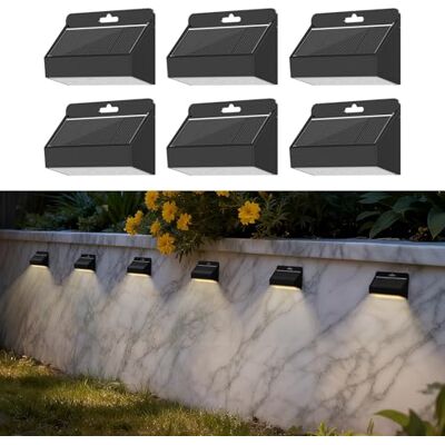 Smiling Shark Luce Solare LED Esterno, Applique Solare da Esterno Lampada Solare da Parete IP65 Impermeabile Luci da Esterno Giardino Solari per Muro Vialetto Scale, Bianco Caldo (6) Smiling Shark Luce Solare LED Esterno, Applique Solare da Esterno Lampada Solare da Parete IP65 Impermeabile Luci da Esterno Giardino Solari per Muro Vialetto Scale, Bianco Caldo (6)