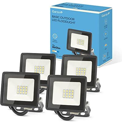 Garza Confezione da 4 faretti LED da esterno Basic da 10W, 860 lumen, luce neutra 4000K, IP65, piccoli e leggeri, angolo di 120º, installazione a parete o a soffitto, resistenti a pioggia e polvere Garza Confezione da 4 faretti LED da esterno Basic da 10W, 860 lumen, luce neutra 4000K, IP65, piccoli e leggeri, angolo di 120º, installazione a parete o a soffitto, resistenti a pioggia e polvere
