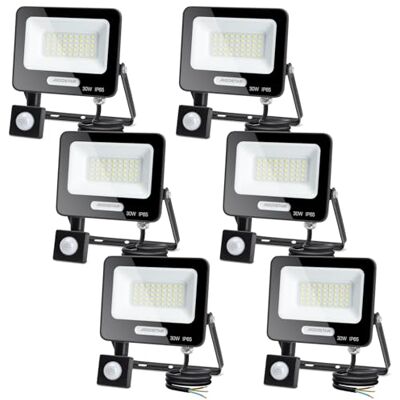 Aigostar - 30W Faretto Led da Esterno con Sensore di Movimento, Faro LED Esterno, 2750LM, Bianco Freddo 6500K, IP65 Impermeabile, Faretti LED per Giardino, Cortile, Patio, Garage, Confezione da 6 Aigostar - 30W Faretto Led da Esterno con Sensore di Movimento, Faro LED Esterno, 2750LM, Bianco Freddo 6500K, IP65 Impermeabile, Faretti LED per Giardino, Cortile, Patio, Garage, Confezione da 6