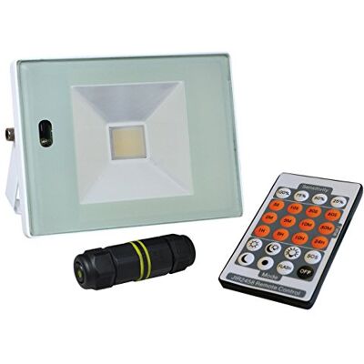 Tibelec Proiettore LED con rilevatore di movimento/telecomando alluminio/vetro 12 W bianco Tibelec Proiettore LED con rilevatore di movimento/telecomando alluminio/vetro 12 W bianco