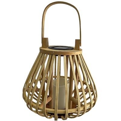 LUMI JARDIN -Lanterna Solare Decorativa in bambù, 47 cm, Grigio, Unica LUMI JARDIN -Lanterna Solare Decorativa in bambù, 47 cm, Grigio, Unica