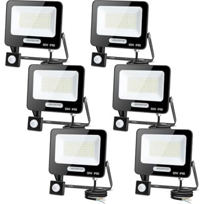 Aigostar - 50W Faretto Led da Esterno con Sensore di Movimento, Faro LED Esterno, 4600LM, Bianco Freddo 6500K, IP65 Impermeabile, Faretti LED per Giardino, Cortile, Patio, Garage, Confezione da 6 Aigostar - 50W Faretto Led da Esterno con Sensore di Movimento, Faro LED Esterno, 4600LM, Bianco Freddo 6500K, IP65 Impermeabile, Faretti LED per Giardino, Cortile, Patio, Garage, Confezione da 6