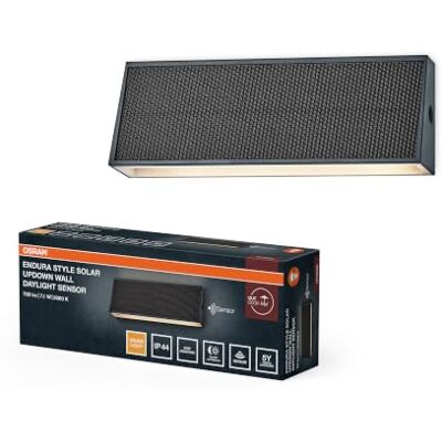 OSRAM Applique LED solare Endura Style Updown, 7,1 W, bianco caldo 3000 K, 410 lm, sensore di luce diurna, IP44 OSRAM Applique LED solare Endura Style Updown, 7,1 W, bianco caldo 3000 K, 410 lm, sensore di luce diurna, IP44