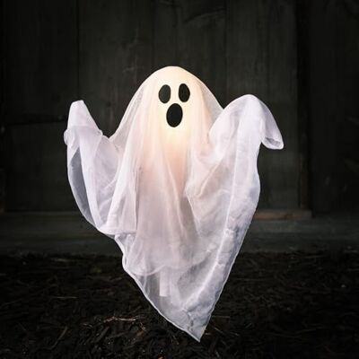 Lights4fun Fantasma di Halloween con Paletto di 40 cm con LED Bianco Caldo a Pile e Timer Resistente alle Intemperie Decorazione per Giardino Esterni Lights4fun Fantasma di Halloween con Paletto di 40 cm con LED Bianco Caldo a Pile e Timer Resistente alle Intemperie Decorazione per Giardino Esterni