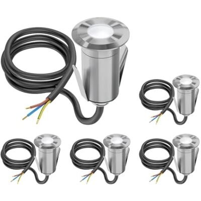 ledscom.de 5 luci da incasso a LED GLOX per esterni, IP67, alluminio, rotonde, Ø 35 mm, bianche, opache ledscom.de 5 luci da incasso a LED GLOX per esterni, IP67, alluminio, rotonde, Ø 35 mm, bianche, opache