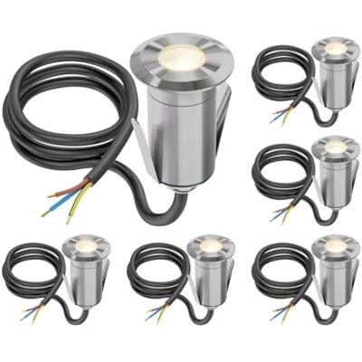 ledscom.de GLOX, faretto da incasso a pavimento a 6 LED per esterni, IP67, alluminio, rotondo, Ø 35 mm, bianco caldo, opaco ledscom.de GLOX, faretto da incasso a pavimento a 6 LED per esterni, IP67, alluminio, rotondo, Ø 35 mm, bianco caldo, opaco