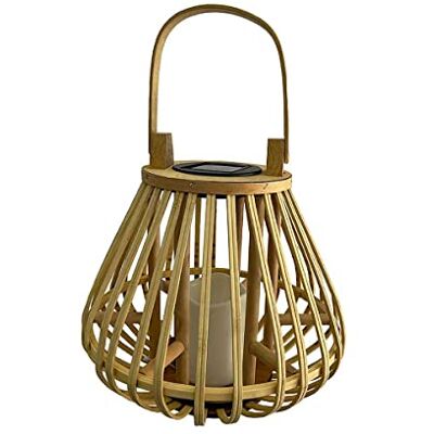 Lumisky -Lanterna Solare Decorativa in bambù, a LED, 38 cm, Grigio, Unica Lumisky -Lanterna Solare Decorativa in bambù, a LED, 38 cm, Grigio, Unica