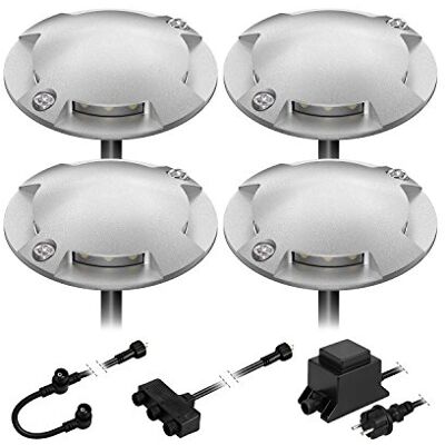 ledscom.de Lampada da terra a LED Bunda, 4 luci, per esterni, passabile, bianco freddo, set di 4 ledscom.de Lampada da terra a LED Bunda, 4 luci, per esterni, passabile, bianco freddo, set di 4