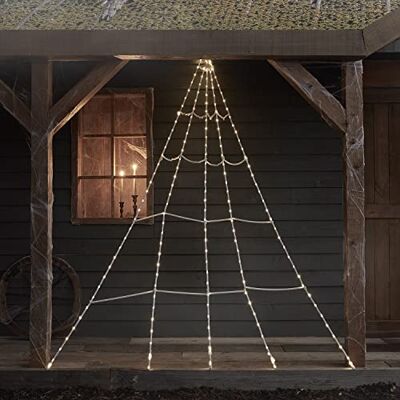 Lights4fun Ragnatela Luminosa di Halloween con 200 LED di Luce Bianca Calda a PIle per Uso in Esterni Lights4fun Ragnatela Luminosa di Halloween con 200 LED di Luce Bianca Calda a PIle per Uso in Esterni