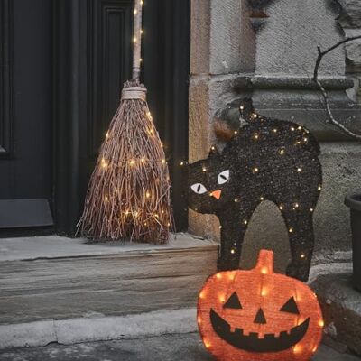 Lights4fun Luci per Sentieri Decorazione Giardino per Halloween con Gatto Nero, Jack O’Lantern con LED Bianco Caldo, a Batteria con Timer, per Esterni Lights4fun Luci per Sentieri Decorazione Giardino per Halloween con Gatto Nero, Jack O’Lantern con LED Bianco Caldo, a Batteria con Timer, per Esterni