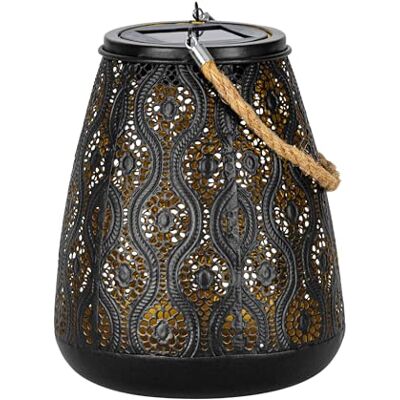 Eglo Lanterna solare per esterni Z_Solar, lampada da tavolo per giardino e balcone, luce decorativa esterna in metallo e plastica nero-oro, illuminazione calda Eglo Lanterna solare per esterni Z_Solar, lampada da tavolo per giardino e balcone, luce decorativa esterna in metallo e plastica nero-oro, illuminazione calda